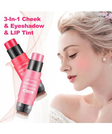 Erinde 3-in-1 Cheek Rouge Lip Tint & Eyeshadow - Creamy Rouge Stick - Moisturizing Formula - Easy to Use - #02 Rose Pink - Buy Online on GoSupps.com
