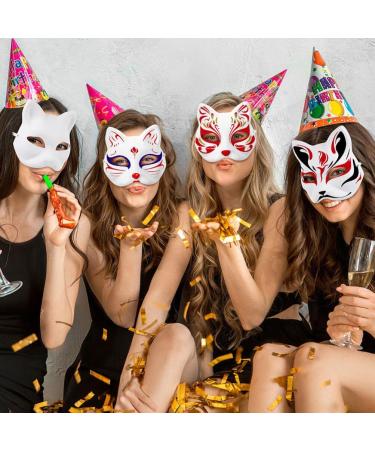 Buy Cabilock 10 Pack Cat Masks - White Paper Fox Half-Face Masks for DIY Cosplay Costume Props - International Shipping Available - Buy Online on GoSupps.com