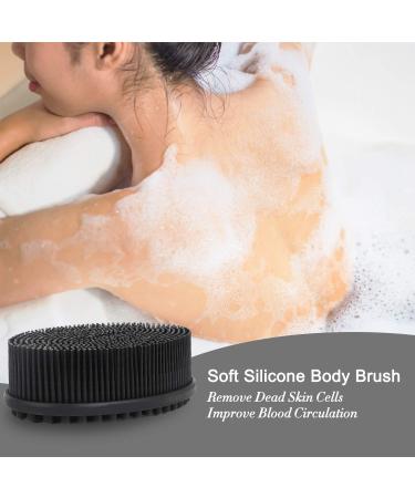 HEETA Silicone Body Brush for Wet Dry Brushing - Gentle Exfoliating & Massage for Softer Glowing Skin - Shower Brush for Women Men Kids (Black) - Buy Online on GoSupps.com