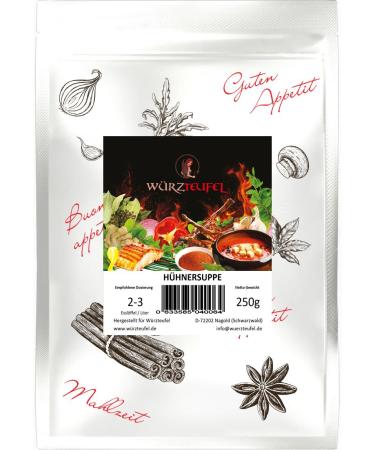 W rzteufel Chicken soup chicken broth chicken stock no additives vegan. 250 gram sachet.
