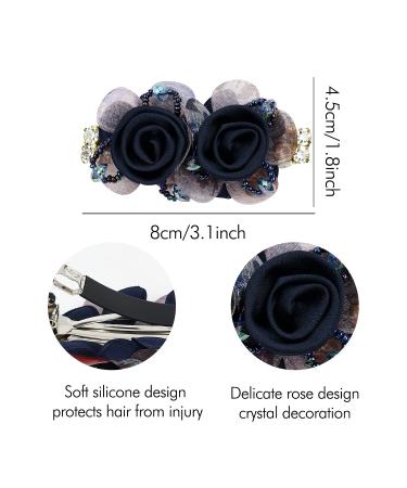 inSowni 5 Pack Glitter Rhinestone French Barrettes with Rose Flower Snap Hair Clips - Women's Accessories - Buy Online on GoSupps.com