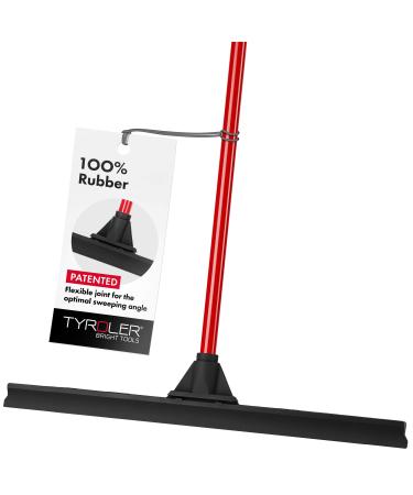 Tyroler Bright Tools Floor Cleaner Squeegee Extra-Wide 60 Cm Solid 100% Natural Rubber Long 4 Parts Handle 140 Cm - Dries Flat & Curved Surfaces- Best for Washing Drying Bathroom Wet Room Floor Black