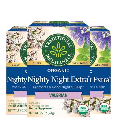 Traditional Medicinals Organic Nighty Night Valerian Relaxation Tea 16 Tea Bags (Pack of 3) 16 Count (Pack of 3)
