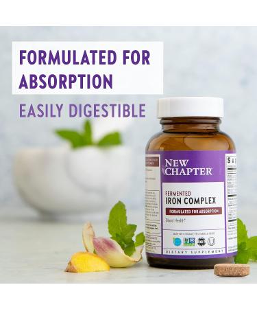 New Chapter Fermented Iron Complex - 90ct 3 Month Supply | Organic Whole-Food Ingredients | Non-Constipating Formula - Buy Online on GoSupps.com