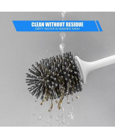 VMVN Compact Toilet Bowl Brush and Holder Set - Silicone Bristles for Deep Cleaning - Floor Standing Grey Design - Buy Online on GoSupps.com