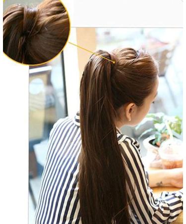 S-noilite 23 Inches Clip in hair extensions Wrap Around Ponytail Long Straight Hairpiece (Medium Brown) - Buy Online on GoSupps.com