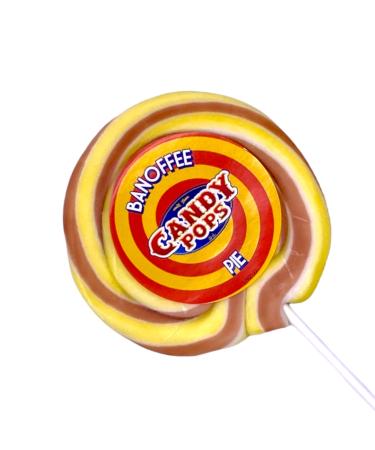 Banoffee Pie XL Large Wheel Lollies - Swirl Lollipops - Party Favour - Sweets - Rock Candy 75g 4 Inch Diameter 9 Inch Length (X 3)
