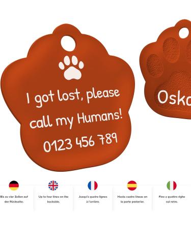Personalized ENGRAVO Dog Tag Paw in Orange | Custom Engraving | Large 33mm | International Shipping Available - Buy Online on GoSupps.com