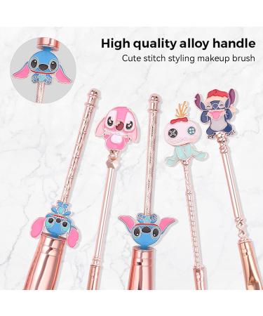 5 Pcs Lilo and Stitch Makeup Brush Set - Portable Kawaii Cosmetic Brushes for Powder, Eyeshadow, Blush, and Lips - Stitch Gifts for Girls and Women - Buy Online on GoSupps.com