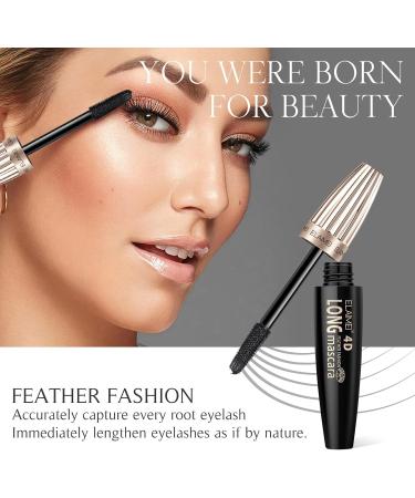 Mascara 4D Silk Fiber Waterproof: Black Volume and Length Smudge-Proof Mascara Thickening Lengthening Mascaras No Clumping Lasting All Day - Buy Online on GoSupps.com