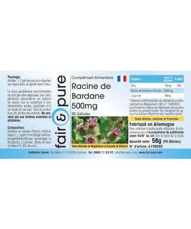 Fair & Pure - Burdock Root Capsules 500mg - 90 capsules - with 15mg zinc citrate zinc - vegan - Buy Online on GoSupps.com