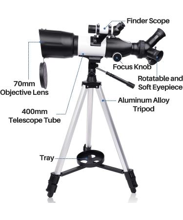 Astronomy Telescope for Adults - 70mm Aperture 400mm AZ Mount - Ideal for Beginners & Kids - Includes Carry Bag, Upgraded Tripod & Phone Holder - Buy Online on GoSupps.com