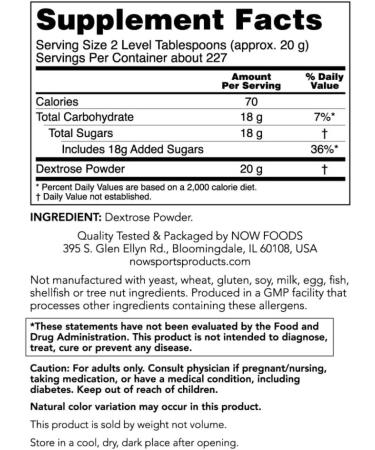 NOW Foods Sports Nutrition Dextrose Powder - 10 lb Monosaccharide for Energy Production - Best International Shipping - Buy Online on GoSupps.com