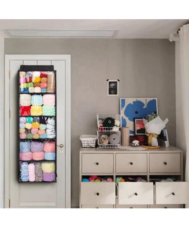 Hanging Yarn Storage Organizer with 5 Compartments - Large Clear Wall Display for Bulky Yarn, Needles, and Hooks (Black) - Buy Online on GoSupps.com