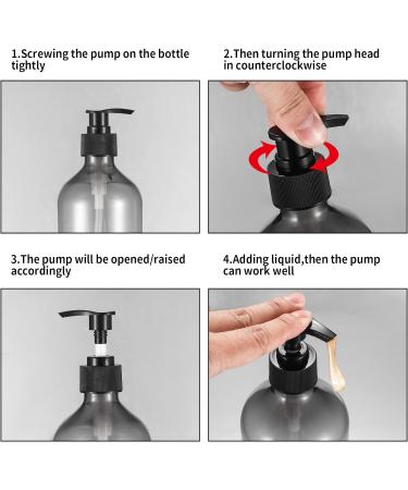 2-Pack 500ml Shampoo & Shower Gel Bottles - Refillable Pumping Plastic Soap Dispenser with Funnels & Labels (Gray) | Ideal for Lotions & Shampoos - Buy Online on GoSupps.com