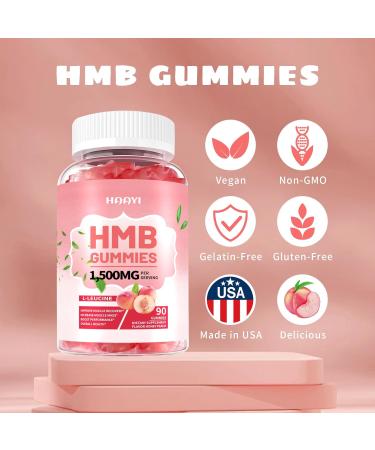 HAAYI HMB and Leucine Supplements for Men&Women Sugar Free HMB and Leucine Amino Acid Gummies for Muscle Defense&Muscle Recovery&Increase Muscle Mass Peach Flavor 90 Gummies - Buy Online on GoSupps.com