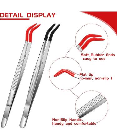 Bonkshire 6 Pieces Tweezers Curved Curved Rubber Tip Tweezers Stainless Steel Tweezers for Laboratory Jewellery Making - Buy Online on GoSupps.com