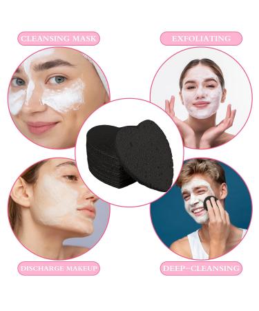60 Black Compressed Heart Face Sponges | Reusable Makeup Cleansing & Peeling - Deep Clean & Remove Makeup - Buy Online on GoSupps.com