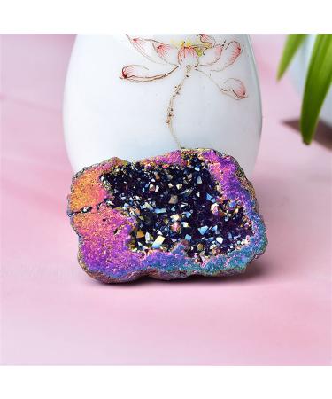 Natural Crystal Electroplate Agate Geode Irregular Cluster Stone Raw Crystals Rock Specimen Home Decor Gifts for (Color : Colorful Size : 50 80g) 50 80g Colorful