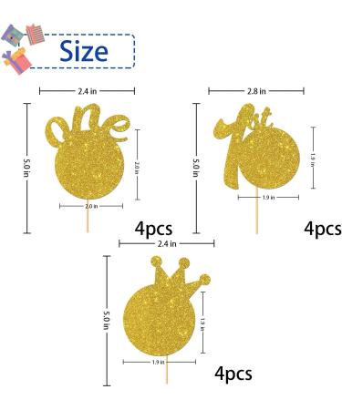 RoadSea 1st Birthday Cupcake Toppers with Photo Frame - Baby Shower Party Photo Cupcake Supplies - 1st Birthday Milestone - Boy Girl Birthday Party Dessert Decorations - 12 PCS Glitter - Buy Online on GoSupps.com