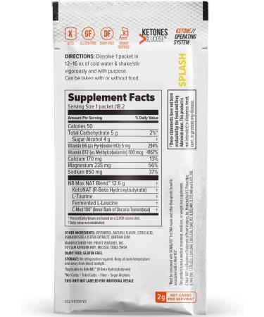 Keto//OS NAT Splash: Caffeine-Free Exogenous Ketones BHB Salts Supplement (20 Count) - Buy Online on GoSupps.com