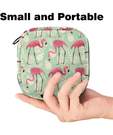 Portable Women's Binding-Up Bags | Menstrual Cup Bags & Tampon Pouches for Teens | Elegant Flamingo-Ananas Design - Buy Online on GoSupps.com