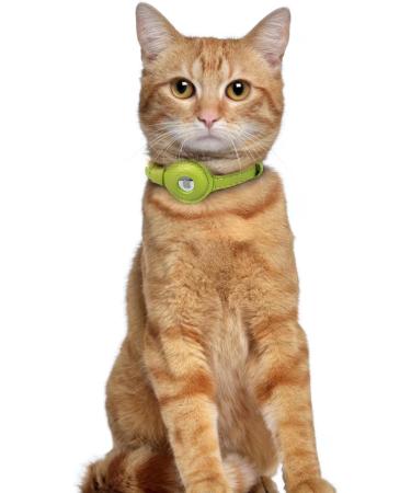 Oopsdoggy Leather Airtag Cat Collar with Bells - Tearable & Light GPS Pet Collar for Cats & Small Dogs in Lime Green - Buy Online on GoSupps.com