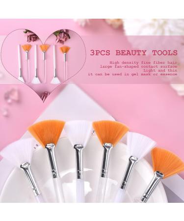 3-Piece Soft Facial Fan Brush Set | Premium Cosmetic Makeup Applicators for Peeling Mud & Cream - Buy Online on GoSupps.com