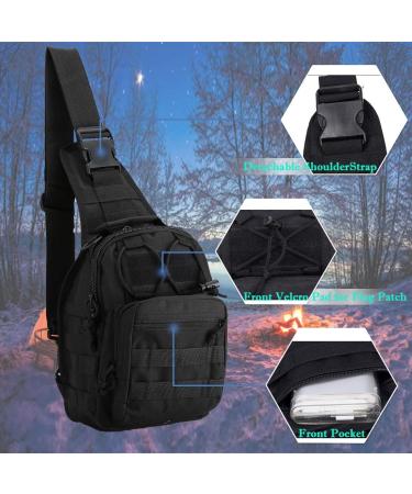 Denlix EDC Shoulder Bag Chest Pack - Military Sport Backpack for Hiking - Black - Buy Online on GoSupps.com
