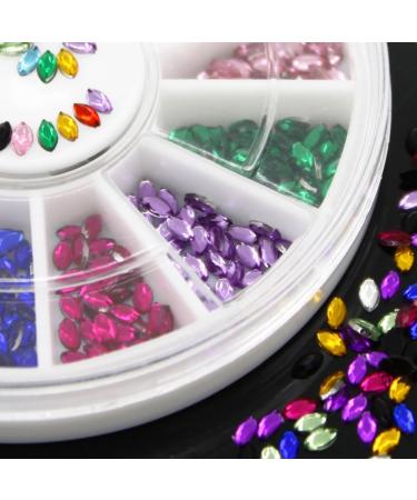 Multicolor Oval 3D Glitters Studs Nail Rhinestones Premium Manicure Nail Art Decorations Wheel - Buy Online on GoSupps.com