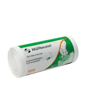 Deiss First Plus Bin Liners White 60 L Pack of 50