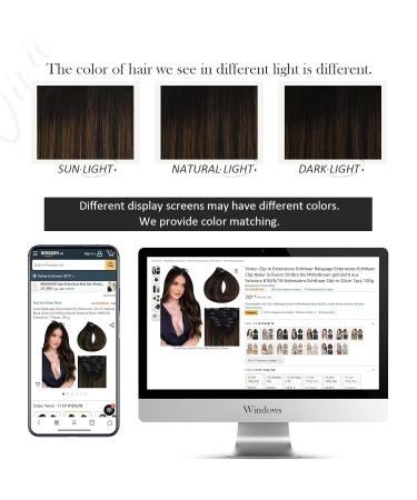 Vivien Clip-In Extensions | Remy Real Hair - Natural Black to Medium Brown Ombre | 18 Inch 120g 7pcs #1B/6/1B - Buy Online on GoSupps.com