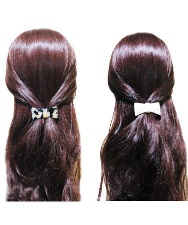 French Amie Classy Bow Cream Ivory & White Tokyo Handmade Celluloid Acetate Hair Clip Barrettes - Set of 2 - Buy Online on GoSupps.com
