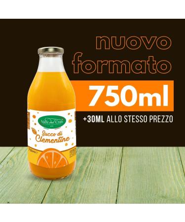 Valle del Crati Clementine Juice 100% Pure No Added Sugars and No Colourings or Preservatives Delicious and Refreshing Juice 6 bottles of 720ml - Buy Online on GoSupps.com