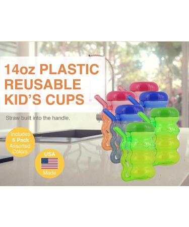 Arrow Home Products Sip A Mug  14oz  6pk - Easy to Grip Plastic Kid's Cup Where the Handle is the Straw - BPA-free with Screw-On Caps Great for Everyday Use  Made in the USA - Assorted Colors - Buy Online on GoSupps.com