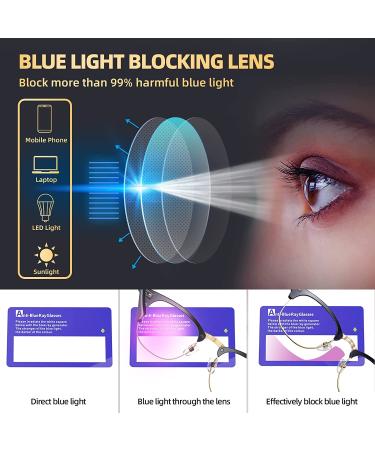 Blue Light Glasses 2 Pack - Fashion Round Half Frame Blue Light Blocking Glasses for Computer, Gaming, Reading, and TV - Gold & Silver Frames - Buy Online on GoSupps.com