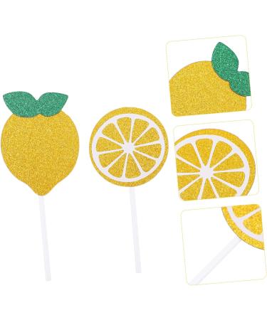 Abaodam 48 Pcs Lemon Cake Toppers Birthday Toppers for Cakes Birthday Cupcake Topper Birthday Cake Decorations De Bautizo Para Ni o Gold Paper Cups Gold Trim Props Baby Summer - Buy Online on GoSupps.com