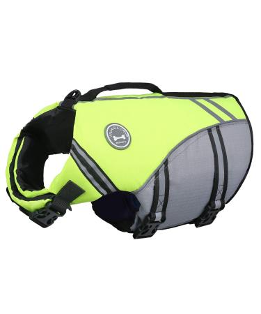 Vivaglory sports style life jacket for dogs with an excellent buoyancy adjustable & durable life jacket with a safe fastening system for small dogs neon yellow S: 48-58 cm (chest circumference) neon yellow - Buy Online on GoSupps.com