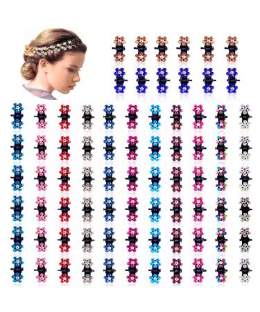 78 Pcs Mini Hair Claw Clips  Tiny Flower Rhinestones Jaw Clips Metal Clamps  Multicolored Non Slip Small Cute claw clips for Girls Women Hair Accessories