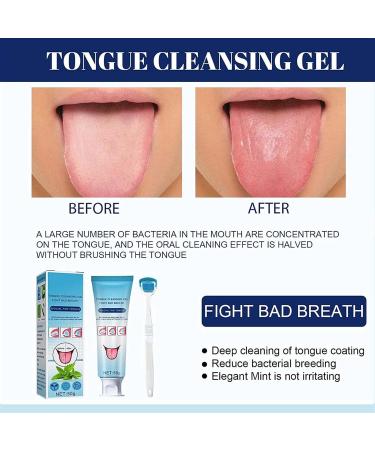 Tongue Cleaner Gel with Brush Set | Reduces Bad Breath & Enhances Oral Care | Easy Non-Synthetic Solution - Buy Online on GoSupps.com