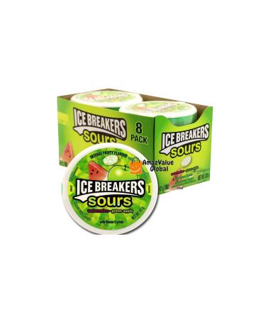 Ice Breakers Sours Sugar Free Mints Sour Sweets Watermelon and Green Apple Flavour 8 x 42 g Pack