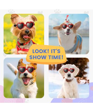 UV Protective Heart Shape Dog Sunglasses - Adjustable Windproof & Waterproof for Small Dogs (Red) - Buy Online on GoSupps.com