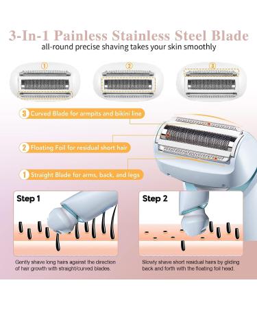 Elegant Electric Shaver for Women | Rechargeable 2-in-1 Razor for Body & Bikini | Cordless Hair Removal Trimmer | IPX7 Waterproof | Blue - Buy Online on GoSupps.com