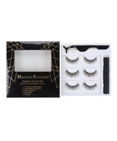 Magnetic Eyelash Kit 3 Pairs with Magnetic Eyeliner & Applicator | Long Lasting Waterproof Natural & Reusable - Buy Online on GoSupps.com