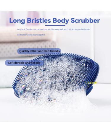 YEADMAL Exfoliating Silicone Body Scrubber Shower Brush - Gentle Massage Loofah Bath Scrub for Men, Women, Baby - Hygienic & Lathers Well - 1 Pack (Dark Blue) - Buy Online on GoSupps.com