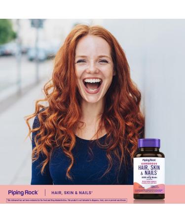 Piping Rock Hair Skin and Nails Vitamins | 120 Caplet Pills | with Collagen | 5000 mcg of Biotin | Non-GMO Gluten Free Supplement - Buy Online on GoSupps.com