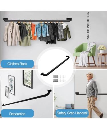 Stair Handrail for Walls Indoor Outdoor Staircase Banister Railing Support Rod with Wrought Iron Brackets and Metal Screws Black Square Tube Safety Hand Rail (Size : 1ft/30cm) 4.6ft/140cm - Buy Online on GoSupps.com