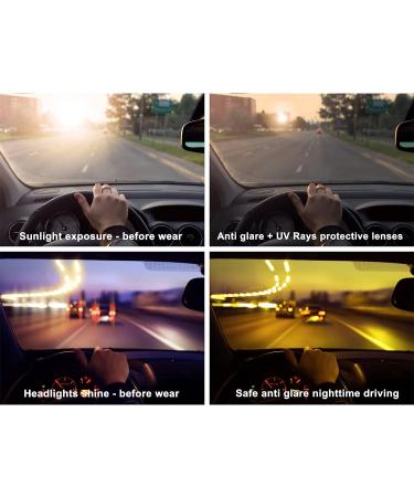 Polarized Night Driving Glasses for Men Women | Anti-Glare Vision | Black Frame with Yellow and Smoke Lenses - Buy Online on GoSupps.com