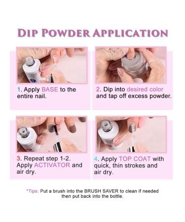 Dip Powder Gel Set - Activator, Base, Top Gel & Brush Saver - 0.5oz/Bot - Dipping Powder Acrylic Nail Manicure Pedicure - Buy Online on GoSupps.com