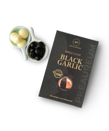 PreAureum  All-Natural Premium Black Garlic, Fermented and Peeled Single Clove Garlic, Black Garlic Clove for Snacks, Recipes and More, Garlic Supplements for Immune Support, 125 grams /4.4 oz